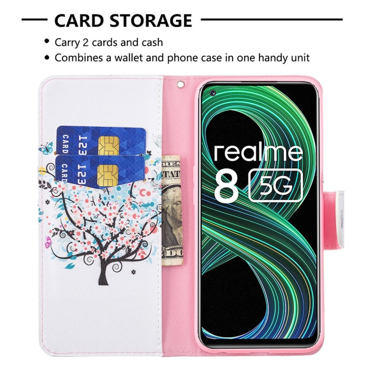 For OPPO Realme 8 5G / Realme V13 Colored Drawing Pattern Horizontal Flip Leather Case with Holder & Card Slots & Wallet