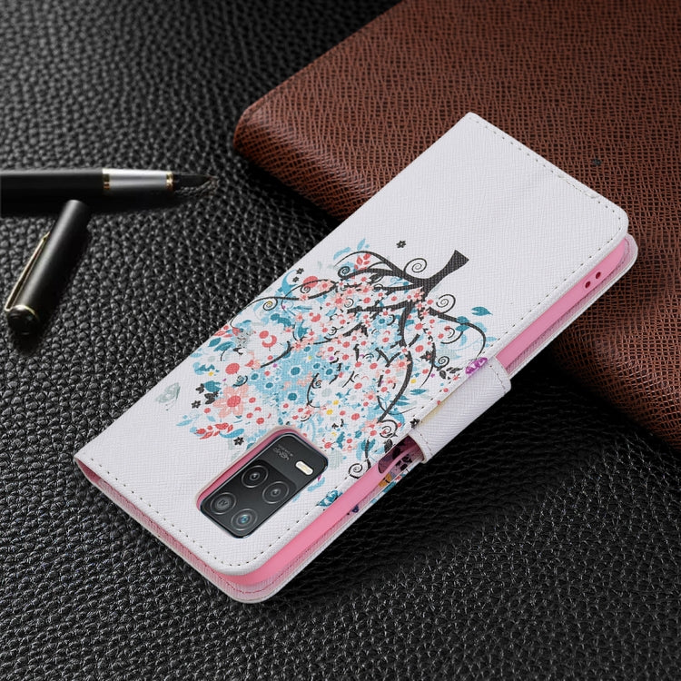 For OPPO Realme 8 5G / Realme V13 Colored Drawing Pattern Horizontal Flip Leather Case with Holder & Card Slots & Wallet