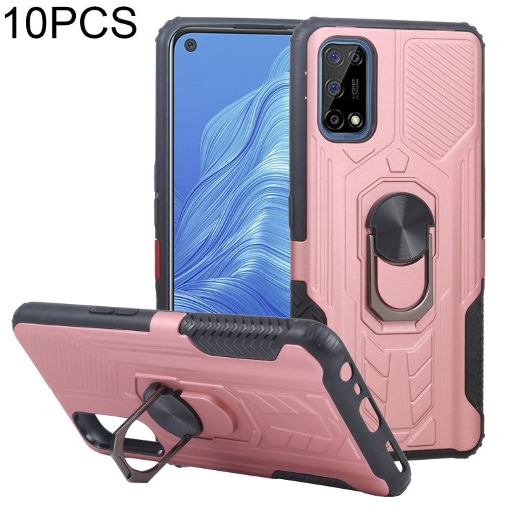 10 PCS Shield Armor PC+TPU Protective Case with 360 Degree Rotation Ring Holder For OPPO Realme 7 Pro