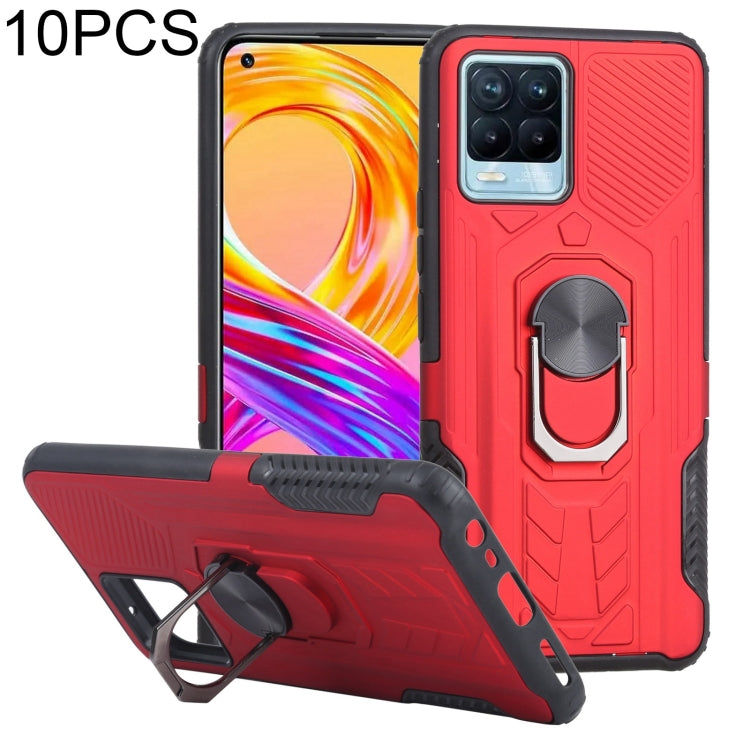 10 PCS Shield Armor PC+TPU Protective Case with 360 Degree Rotation Ring Holder For OPPO Realme 8 / 8 Pro