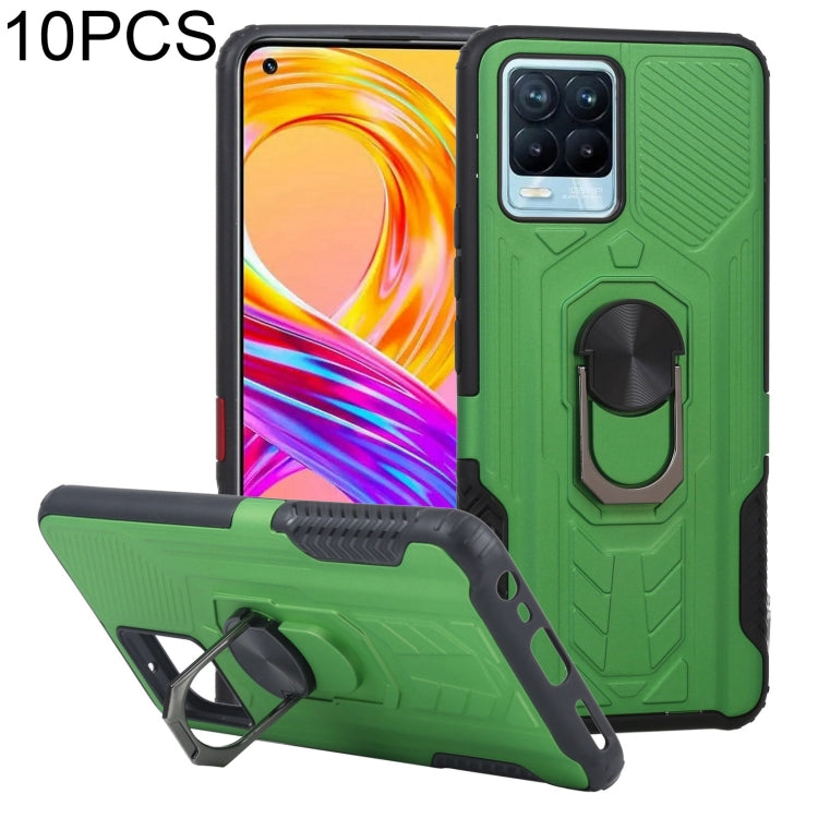 10 PCS Shield Armor PC+TPU Protective Case with 360 Degree Rotation Ring Holder For OPPO Realme 8 / 8 Pro