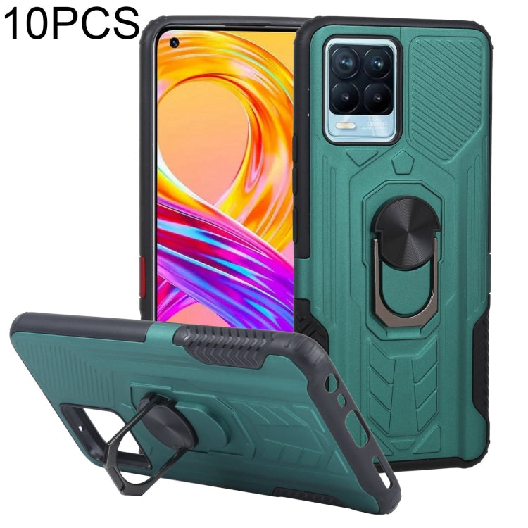 10 PCS Shield Armor PC+TPU Protective Case with 360 Degree Rotation Ring Holder For OPPO Realme 8 / 8 Pro