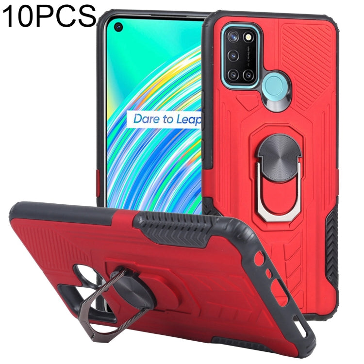 10 PCS Shield Armor PC+TPU Protective Case with 360 Degree Rotation Ring Holder For OPPO Realme C17