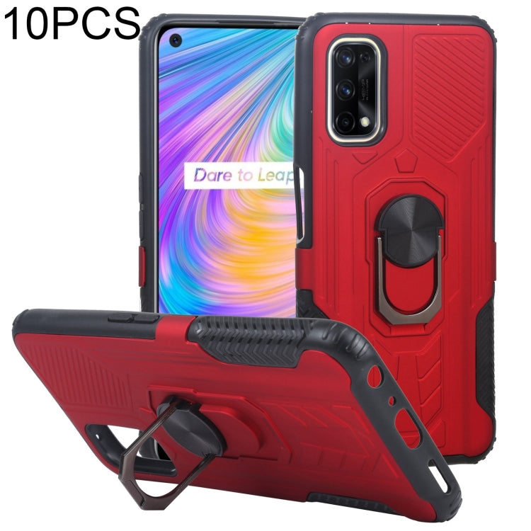 10 PCS Shield Armor PC+TPU Protective Case with 360 Degree Rotation Ring Holder For OPPO Realme Q2 / Realme V5