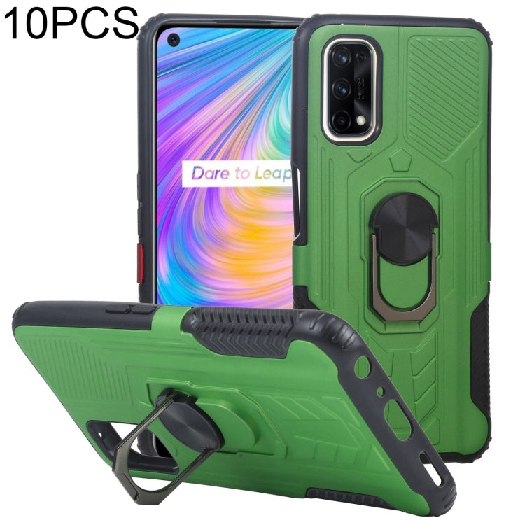 10 PCS Shield Armor PC+TPU Protective Case with 360 Degree Rotation Ring Holder For OPPO Realme Q2 / Realme V5