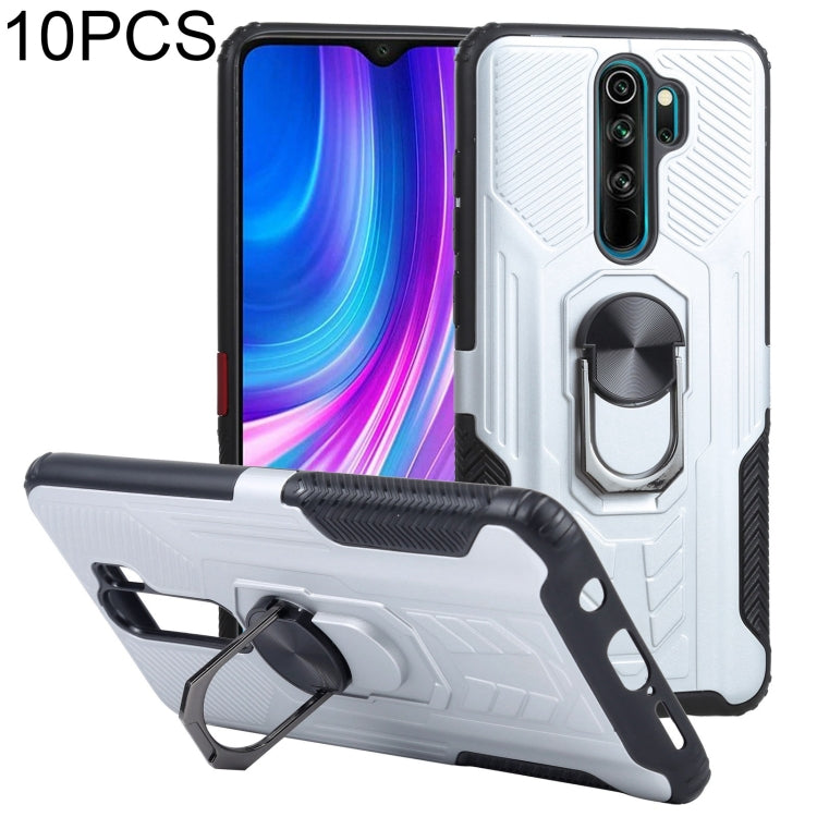 10 PCS Shield Armor PC+TPU Protective Case with 360 Degree Rotation Ring Holder For Xiaomi Redmi Note 8 Pro