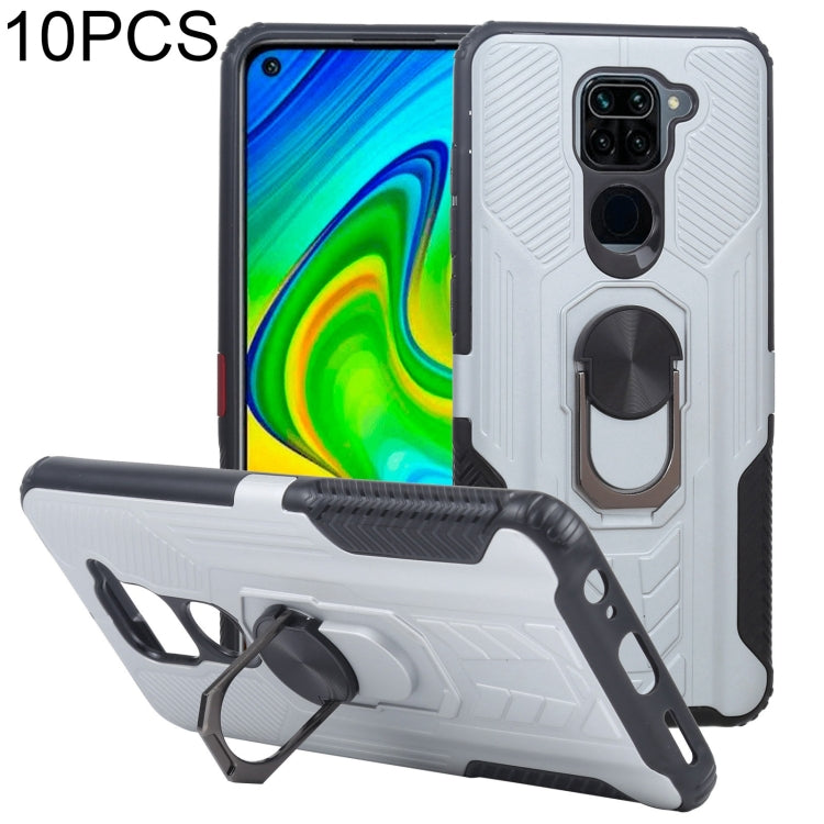 10 PCS Shield Armor PC+TPU Protective Case with 360 Degree Rotation Ring Holder For Xiaomi Redmi Note 9