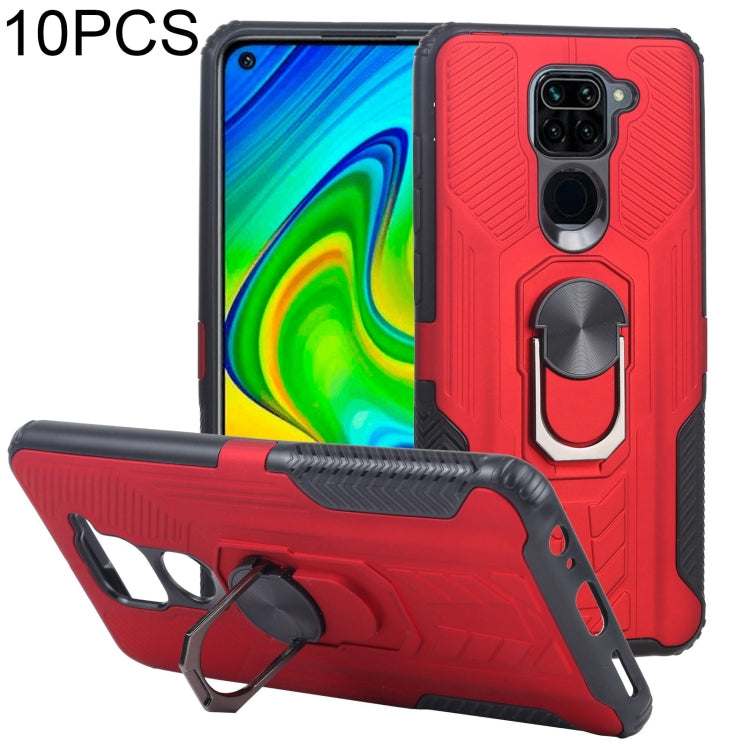 10 PCS Shield Armor PC+TPU Protective Case with 360 Degree Rotation Ring Holder For Xiaomi Redmi Note 9