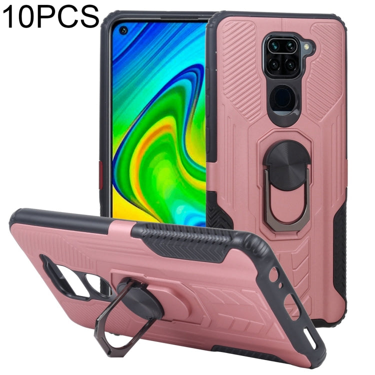 10 PCS Shield Armor PC+TPU Protective Case with 360 Degree Rotation Ring Holder For Xiaomi Redmi Note 9