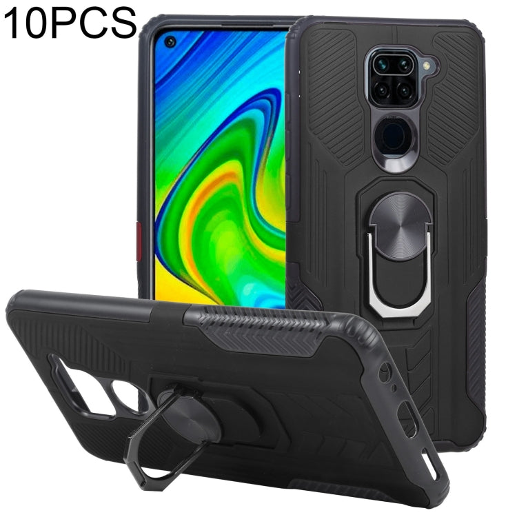 10 PCS Shield Armor PC+TPU Protective Case with 360 Degree Rotation Ring Holder For Xiaomi Redmi Note 9