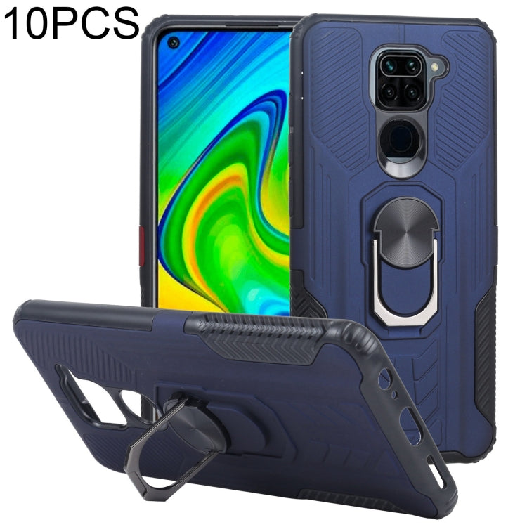 10 PCS Shield Armor PC+TPU Protective Case with 360 Degree Rotation Ring Holder For Xiaomi Redmi Note 9
