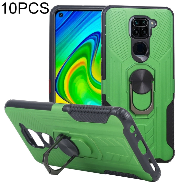 10 PCS Shield Armor PC+TPU Protective Case with 360 Degree Rotation Ring Holder For Xiaomi Redmi Note 9