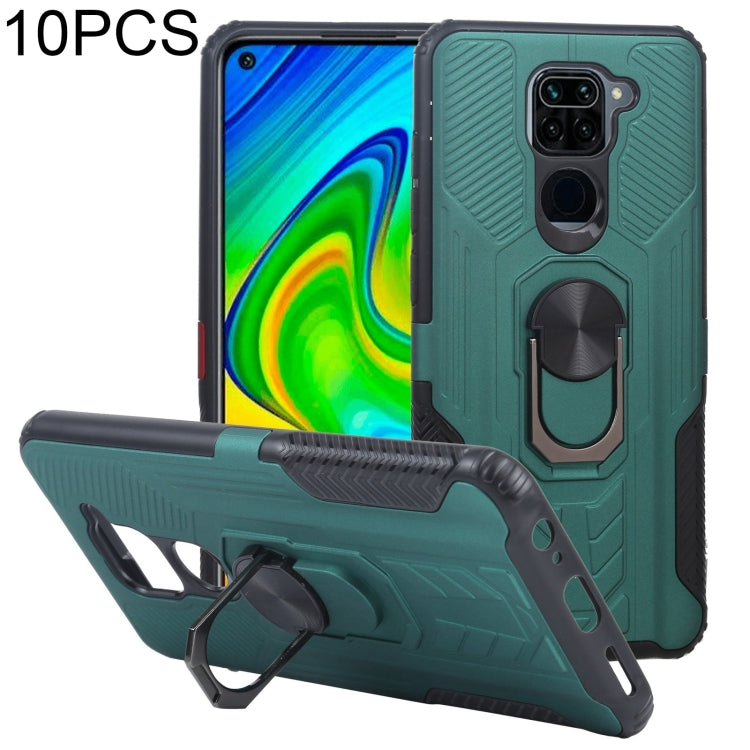 10 PCS Shield Armor PC+TPU Protective Case with 360 Degree Rotation Ring Holder For Xiaomi Redmi Note 9