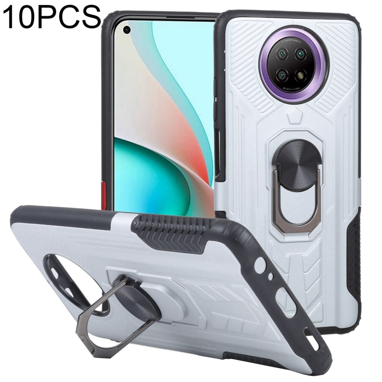 10 PCS Shield Armor PC+TPU Protective Case with 360 Degree Rotation Ring Holder For Xiaomi Redmi Note 9 5G