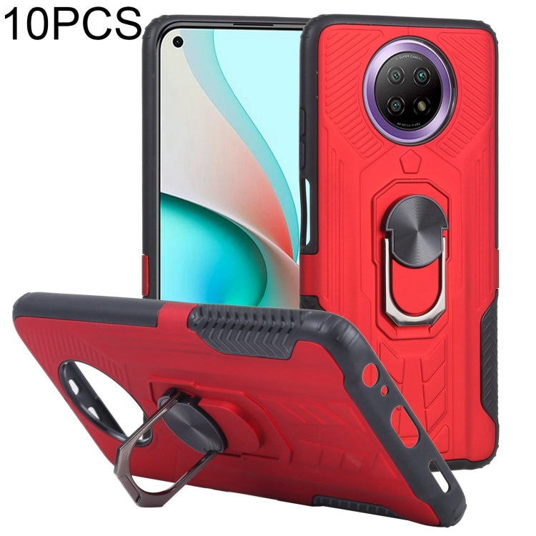 10 PCS Shield Armor PC+TPU Protective Case with 360 Degree Rotation Ring Holder For Xiaomi Redmi Note 9 5G
