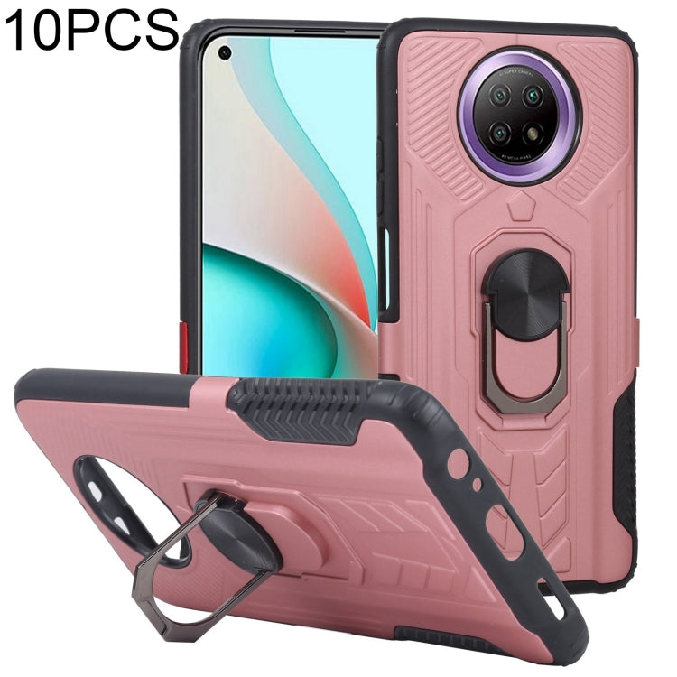 10 PCS Shield Armor PC+TPU Protective Case with 360 Degree Rotation Ring Holder For Xiaomi Redmi Note 9 5G