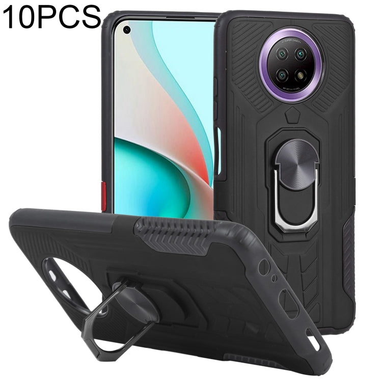 10 PCS Shield Armor PC+TPU Protective Case with 360 Degree Rotation Ring Holder For Xiaomi Redmi Note 9 5G