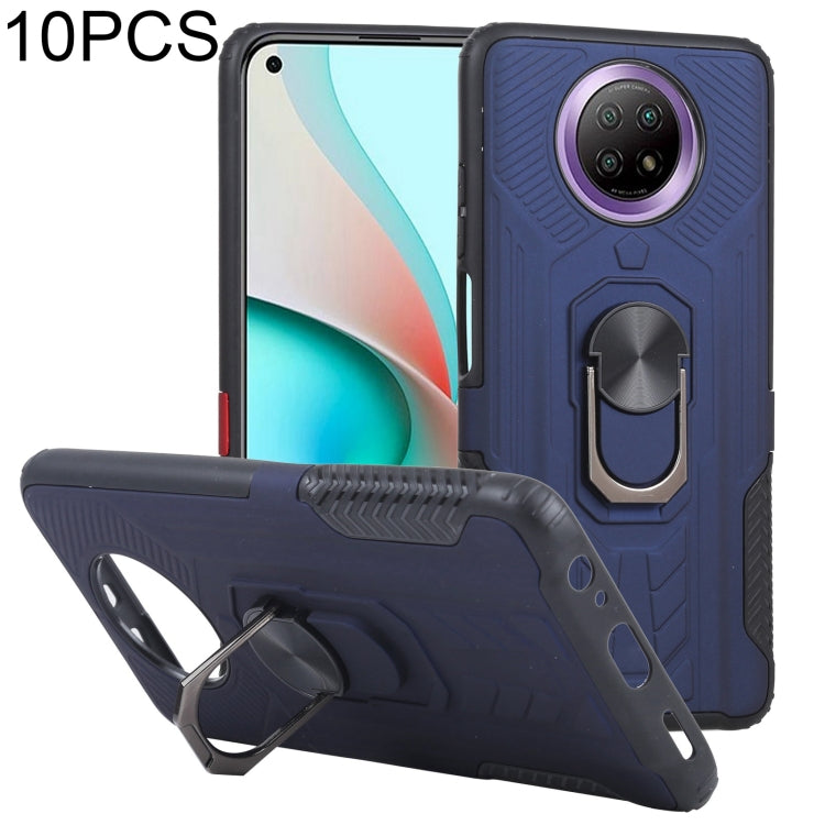 10 PCS Shield Armor PC+TPU Protective Case with 360 Degree Rotation Ring Holder For Xiaomi Redmi Note 9 5G