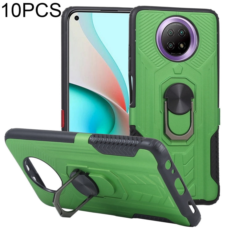 10 PCS Shield Armor PC+TPU Protective Case with 360 Degree Rotation Ring Holder For Xiaomi Redmi Note 9 5G