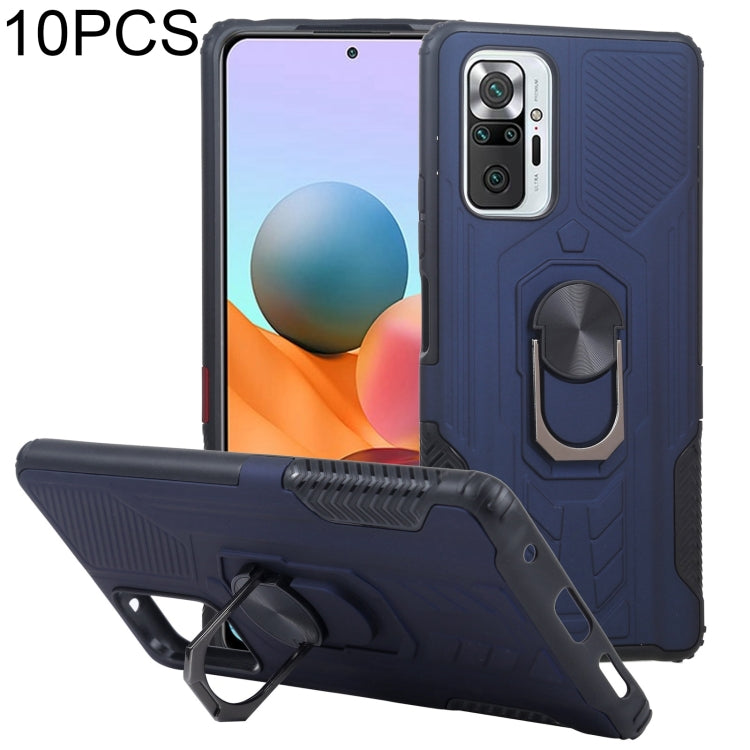 10 PCS Shield Armor PC+TPU Protective Case with 360 Degree Rotation Ring Holder For Xiaomi Redmi Note 10 Pro
