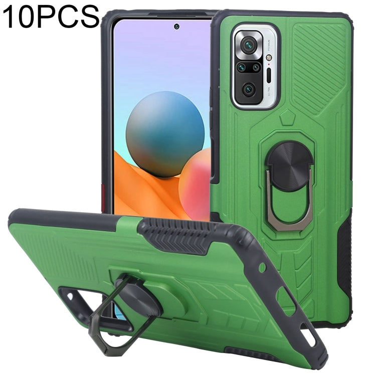 10 PCS Shield Armor PC+TPU Protective Case with 360 Degree Rotation Ring Holder For Xiaomi Redmi Note 10 Pro