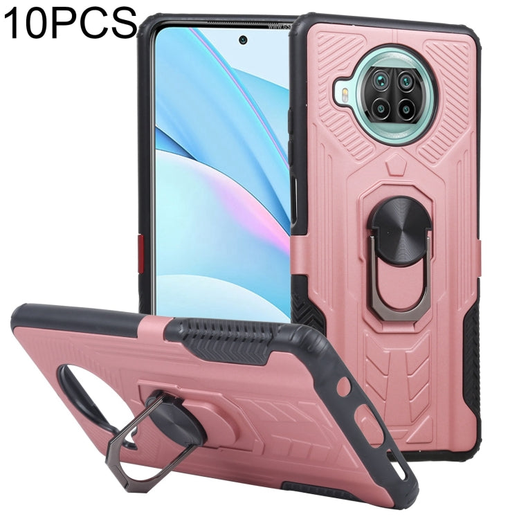 10 PCS Shield Armor PC+TPU Protective Case with 360 Degree Rotation Ring Holder For Xiaomi Mi 10T Lite 5G