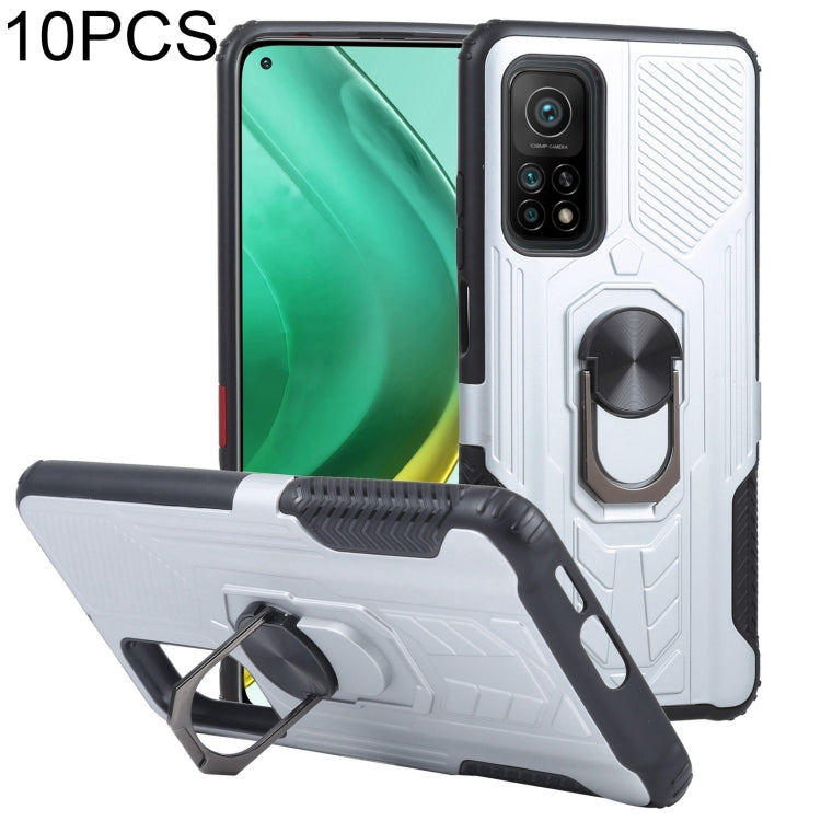 10 PCS Shield Armor PC+TPU Protective Case with 360 Degree Rotation Ring Holder For Xiaomi Mi 10T / 10T Pro