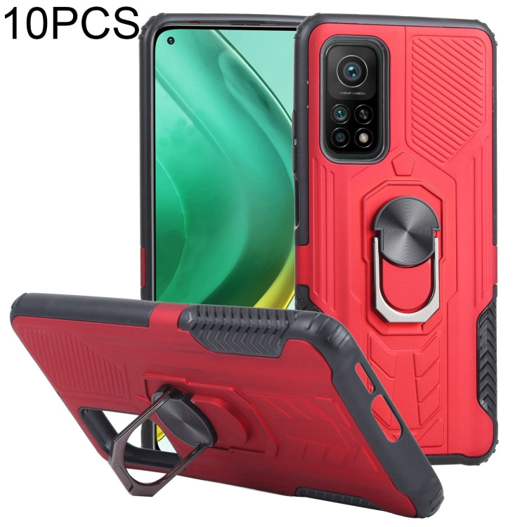 10 PCS Shield Armor PC+TPU Protective Case with 360 Degree Rotation Ring Holder For Xiaomi Mi 10T / 10T Pro