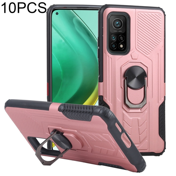 10 PCS Shield Armor PC+TPU Protective Case with 360 Degree Rotation Ring Holder For Xiaomi Mi 10T / 10T Pro