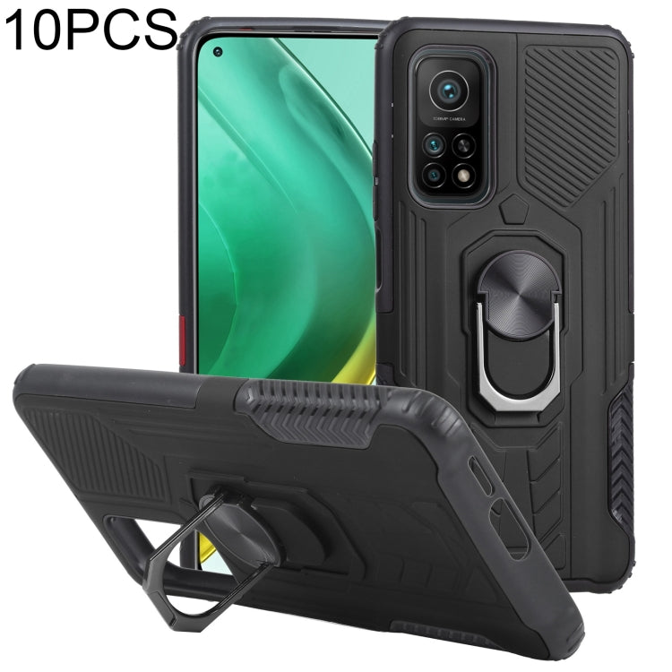 10 PCS Shield Armor PC+TPU Protective Case with 360 Degree Rotation Ring Holder For Xiaomi Mi 10T / 10T Pro
