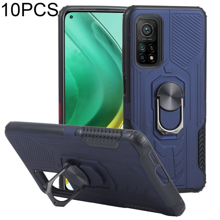 10 PCS Shield Armor PC+TPU Protective Case with 360 Degree Rotation Ring Holder For Xiaomi Mi 10T / 10T Pro