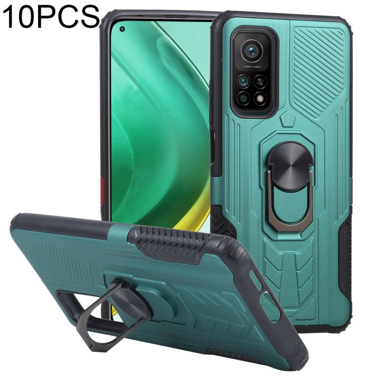10 PCS Shield Armor PC+TPU Protective Case with 360 Degree Rotation Ring Holder For Xiaomi Mi 10T / 10T Pro