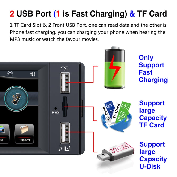 SWM-4030D HD 3.8 inch 12V Universal Car Radio Receiver MP5 Player, Support FM & Bluetooth & TF Card with Remote Control