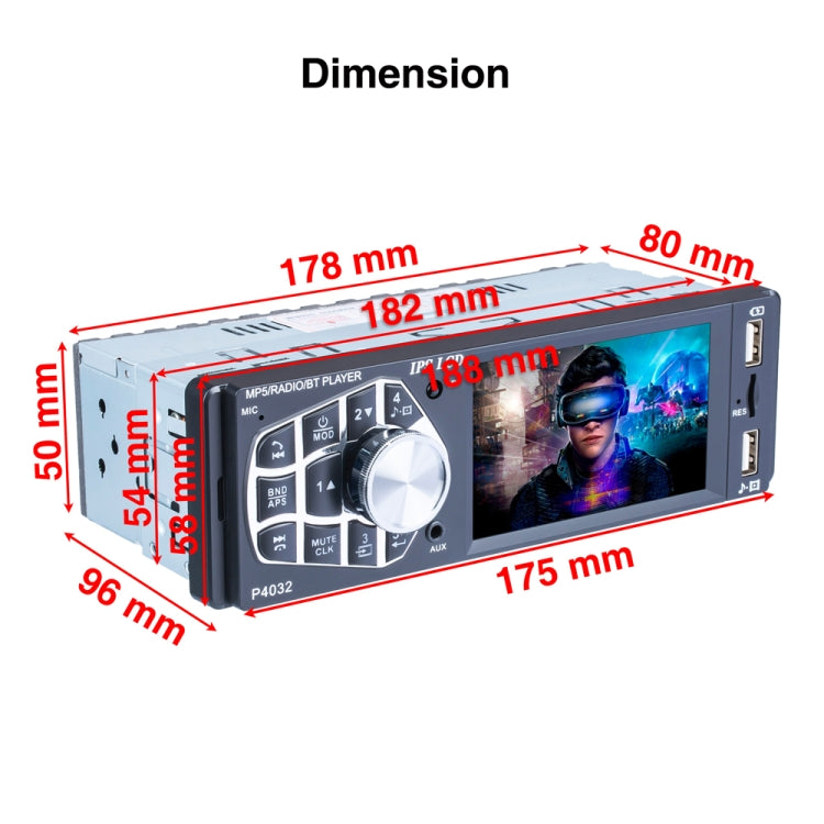 SWM-4032D HD 3.8 inch 12V Universal Car Radio Receiver MP5 Player, Support FM & Bluetooth & TF Card with Remote Control