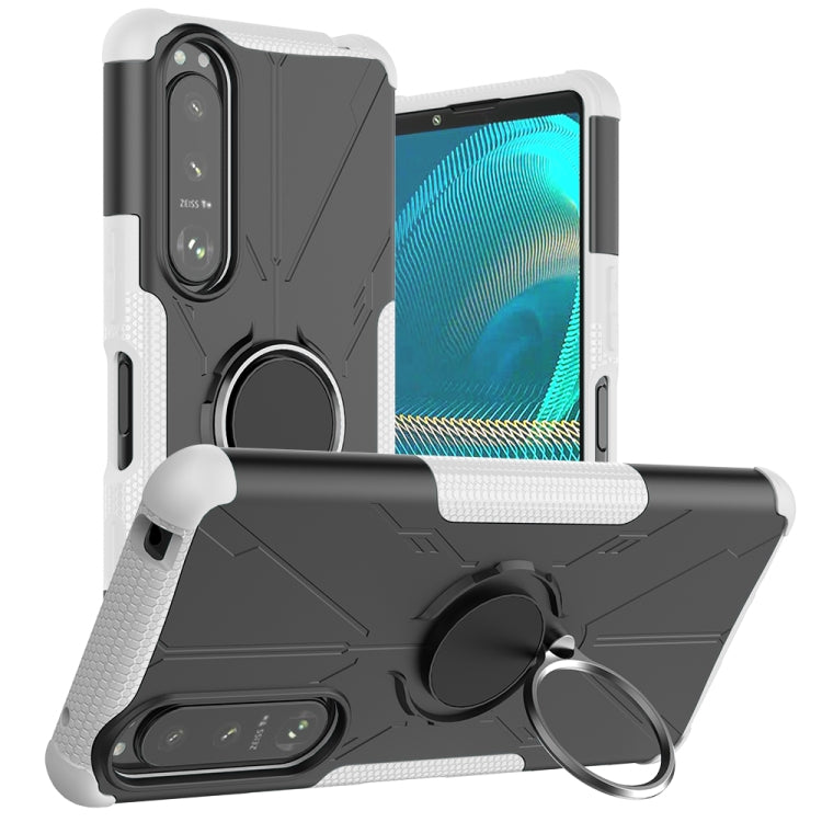For Sony Xperia 5 III Armor Bear Shockproof PC + TPU Protective Case with Ring Holder