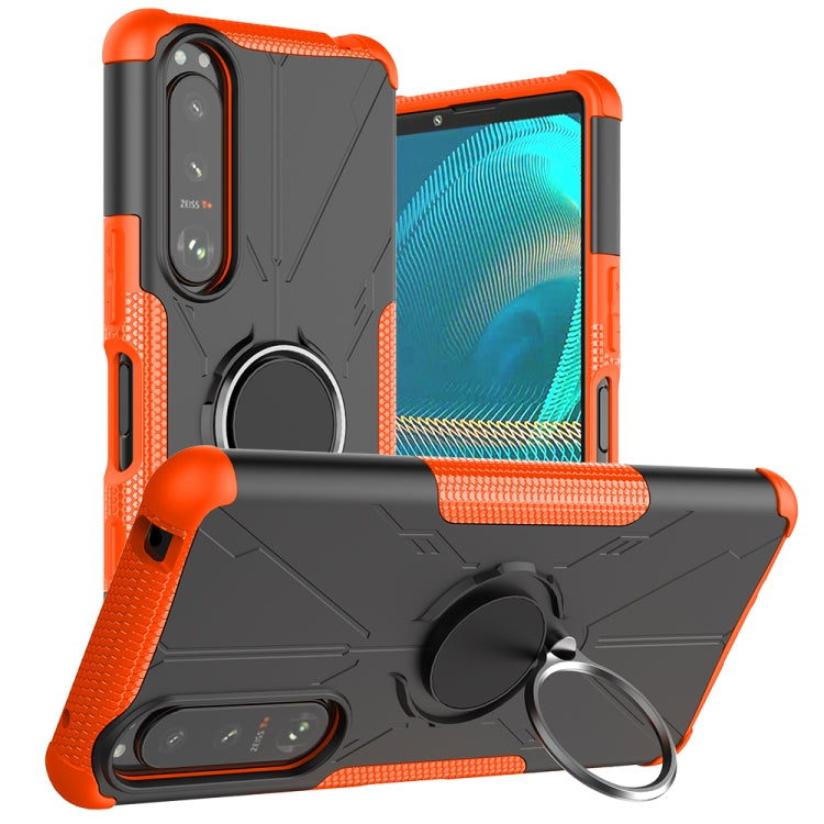 For Sony Xperia 5 III Armor Bear Shockproof PC + TPU Protective Case with Ring Holder