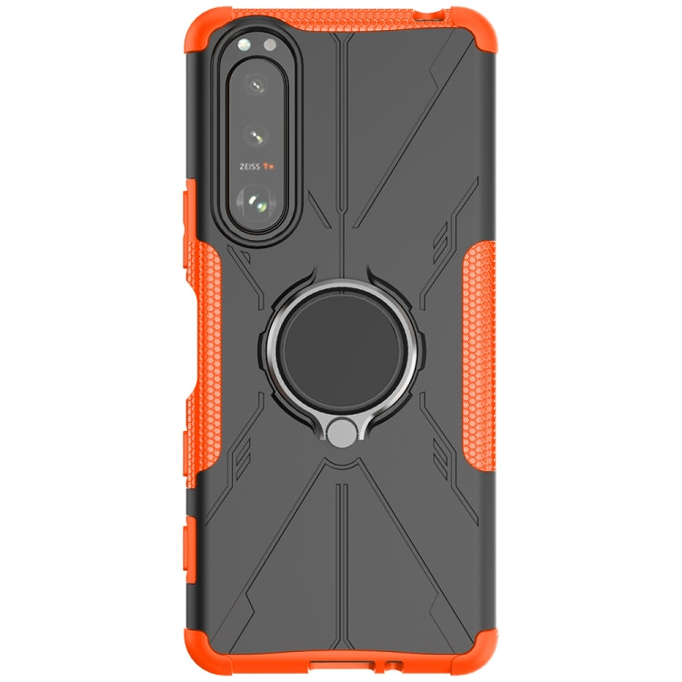 For Sony Xperia 5 III Armor Bear Shockproof PC + TPU Protective Case with Ring Holder