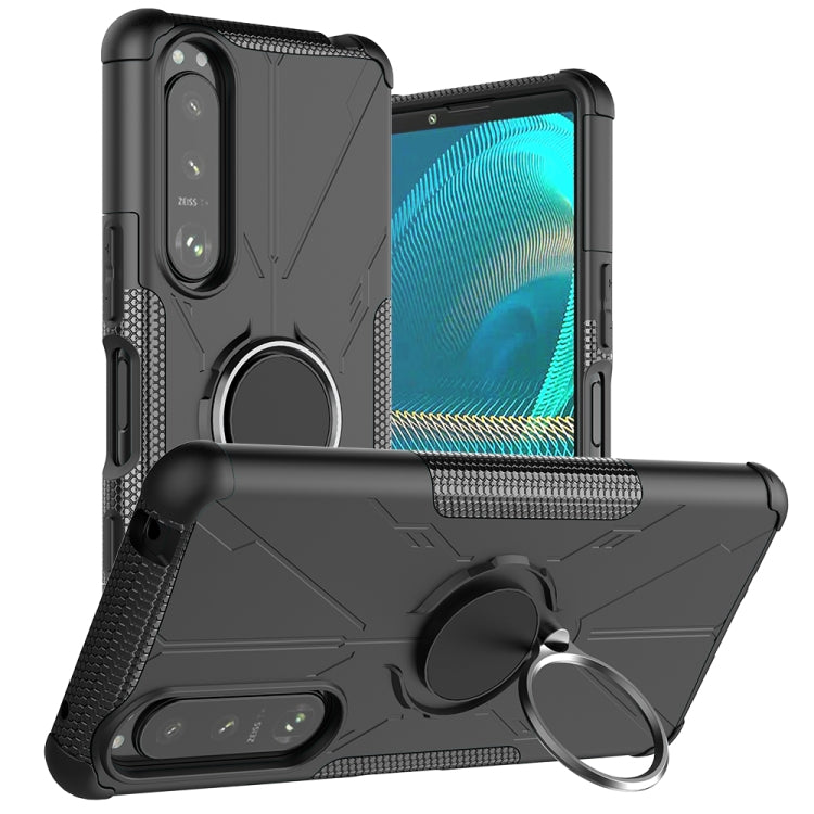 For Sony Xperia 5 III Armor Bear Shockproof PC + TPU Protective Case with Ring Holder