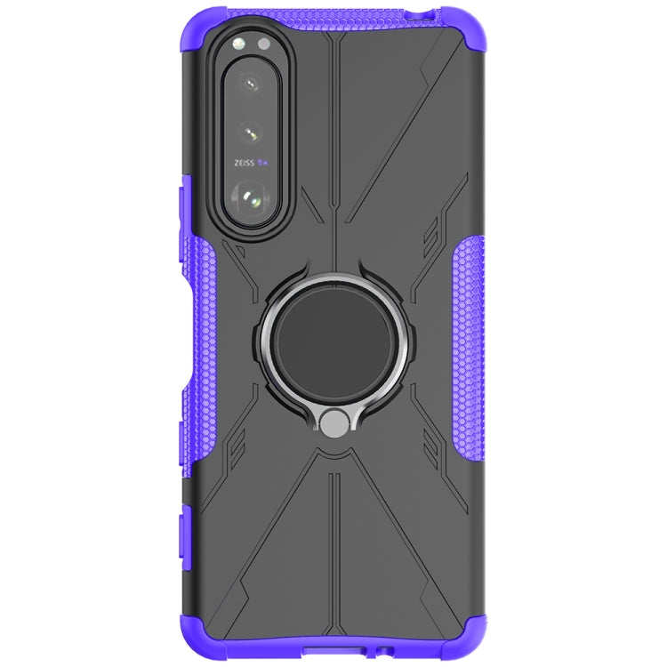 For Sony Xperia 5 III Armor Bear Shockproof PC + TPU Protective Case with Ring Holder