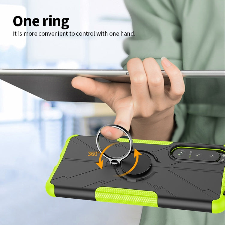 For Sony Xperia 5 III Armor Bear Shockproof PC + TPU Protective Case with Ring Holder