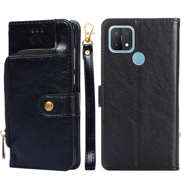 For OPPO A15 Zipper Bag PU + TPU Horizontal Flip Leather Case with Holder & Card Slot & Wallet & Lanyard