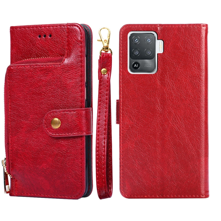 For OPPO A94 / F19 Pro Zipper Bag PU + TPU Horizontal Flip Leather Case with Holder & Card Slot & Wallet & Lanyard