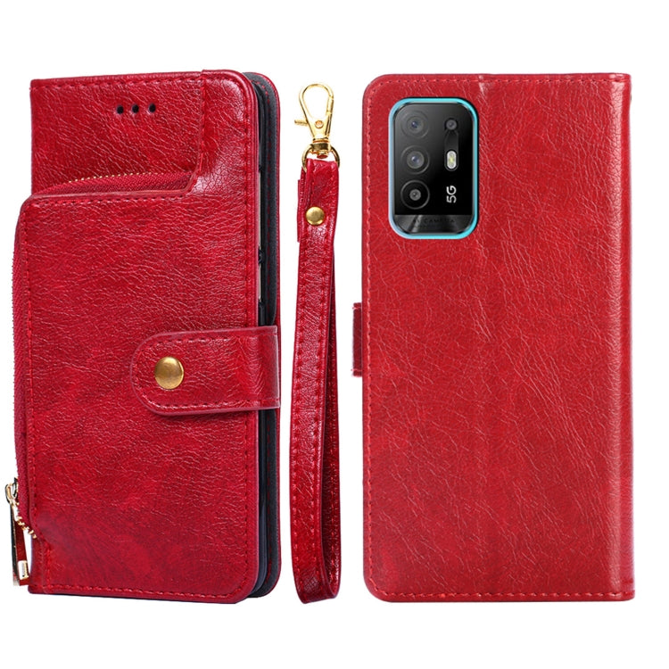 For OPPO A94 5G / F19 Pro+ 5G Zipper Bag PU + TPU Horizontal Flip Leather Case with Holder & Card Slot & Wallet & Lanyard