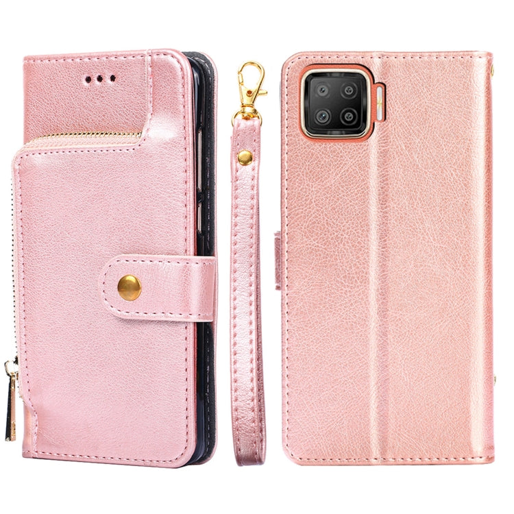 For OPPO F17 / A73 Zipper Bag PU + TPU Horizontal Flip Leather Case with Holder & Card Slot & Wallet & Lanyard