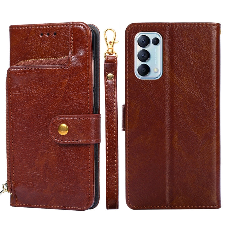 For OPPO Reno5 4G Zipper Bag PU + TPU Horizontal Flip Leather Case with Holder & Card Slot & Wallet & Lanyard