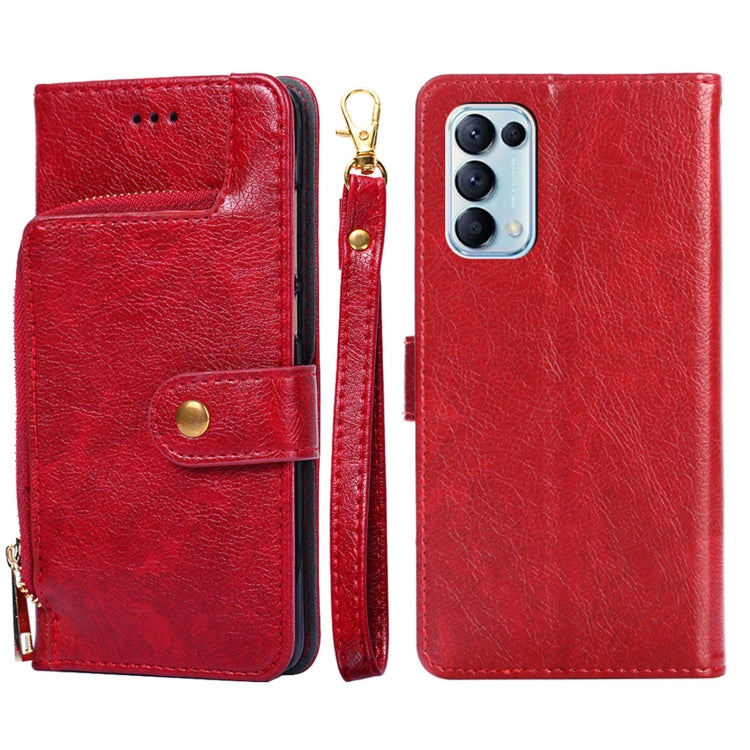 For OPPO Reno5 4G Zipper Bag PU + TPU Horizontal Flip Leather Case with Holder & Card Slot & Wallet & Lanyard