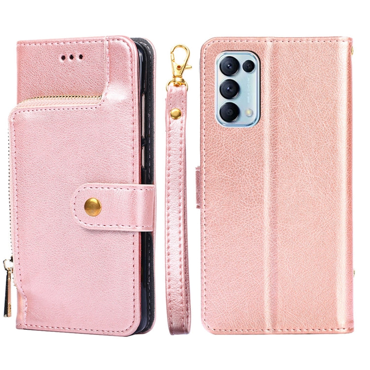 For OPPO Reno5 4G Zipper Bag PU + TPU Horizontal Flip Leather Case with Holder & Card Slot & Wallet & Lanyard