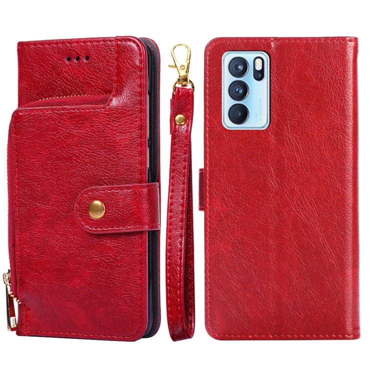 For OPPO Reno6 Pro 5G Zipper Bag PU + TPU Horizontal Flip Leather Case with Holder & Card Slot & Wallet & Lanyard