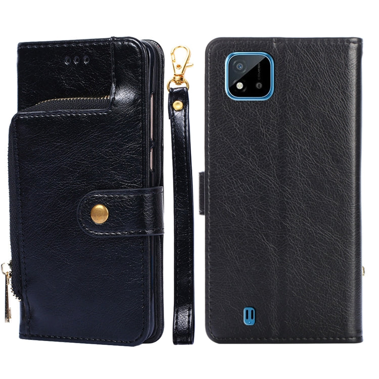 For Realme C20 Zipper Bag PU + TPU Horizontal Flip Leather Case with Holder & Card Slot & Wallet & Lanyard