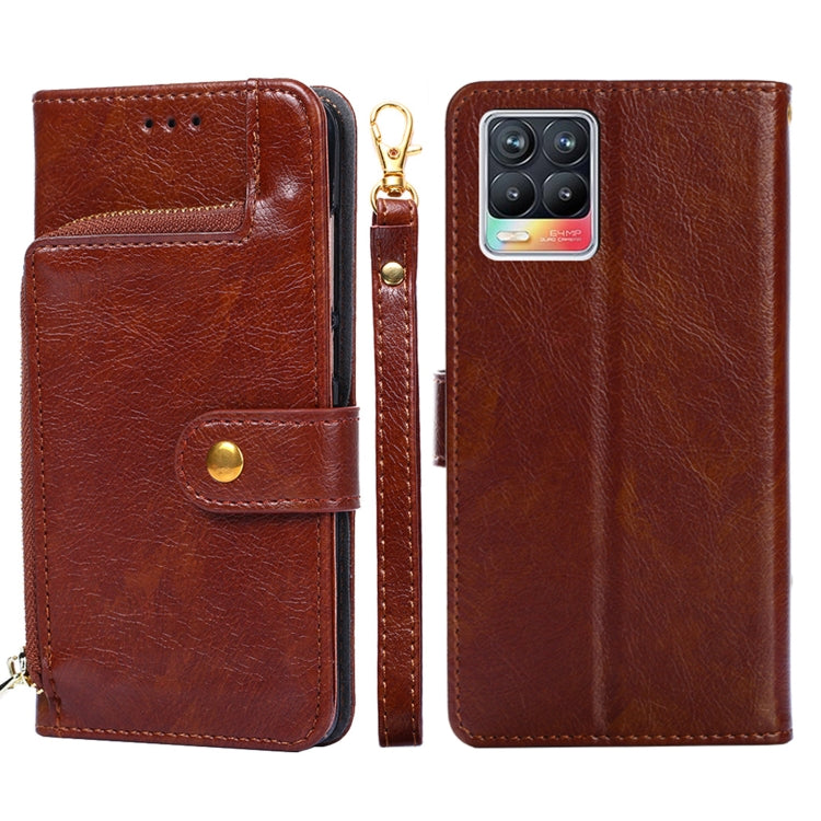 For Realme GT 5G Zipper Bag PU + TPU Horizontal Flip Leather Case with Holder & Card Slot & Wallet & Lanyard